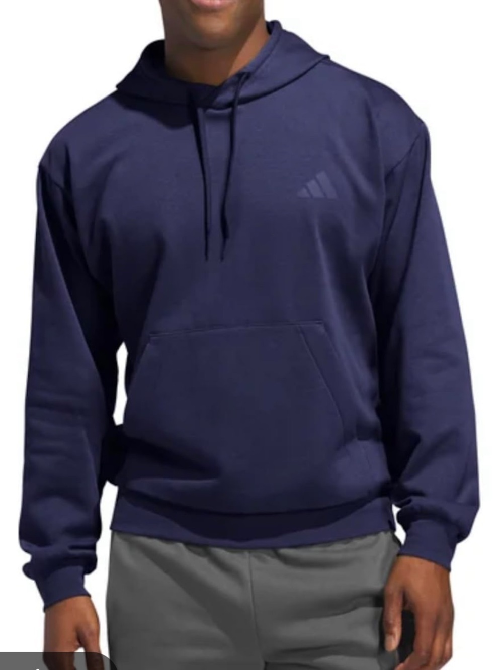 New Adidas Men’s Fleece Blue Pullover Hoodie Sweatshirt Size L
